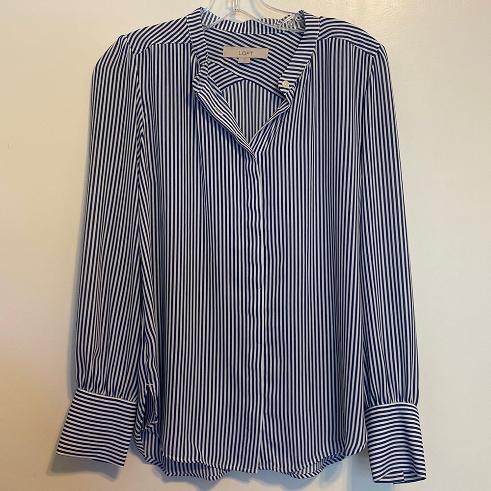 LOFT Striped Button Down Top